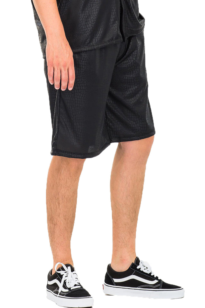 Reptile Embossed Shorts – Relaxed Fit with Drawstring