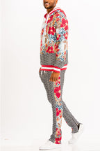 Print Track Set – Slim Fit Sweat Set with Ankle Zipper
