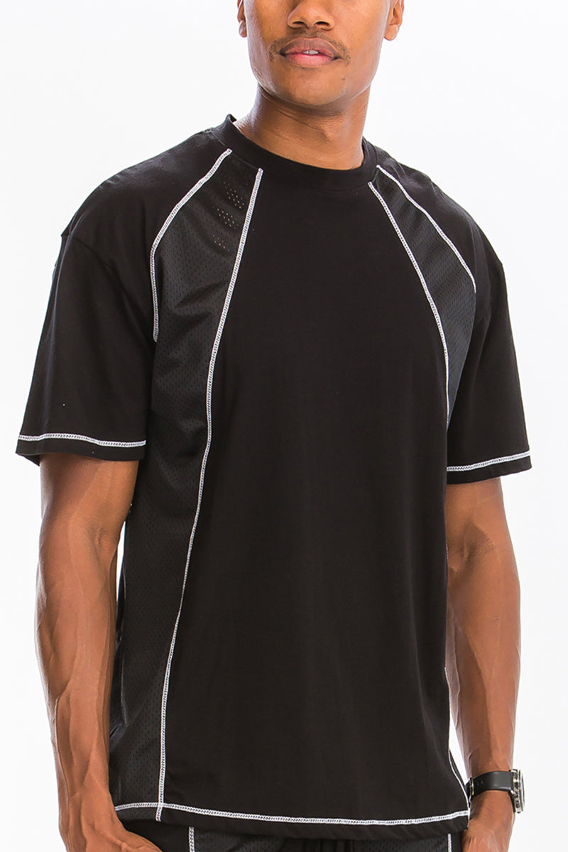 Alvin Mesh Contrast Short Set – Cotton Blend