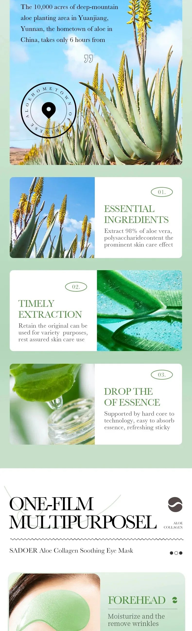 Aloe vera collagen eye mask for hydration and rejuvenation