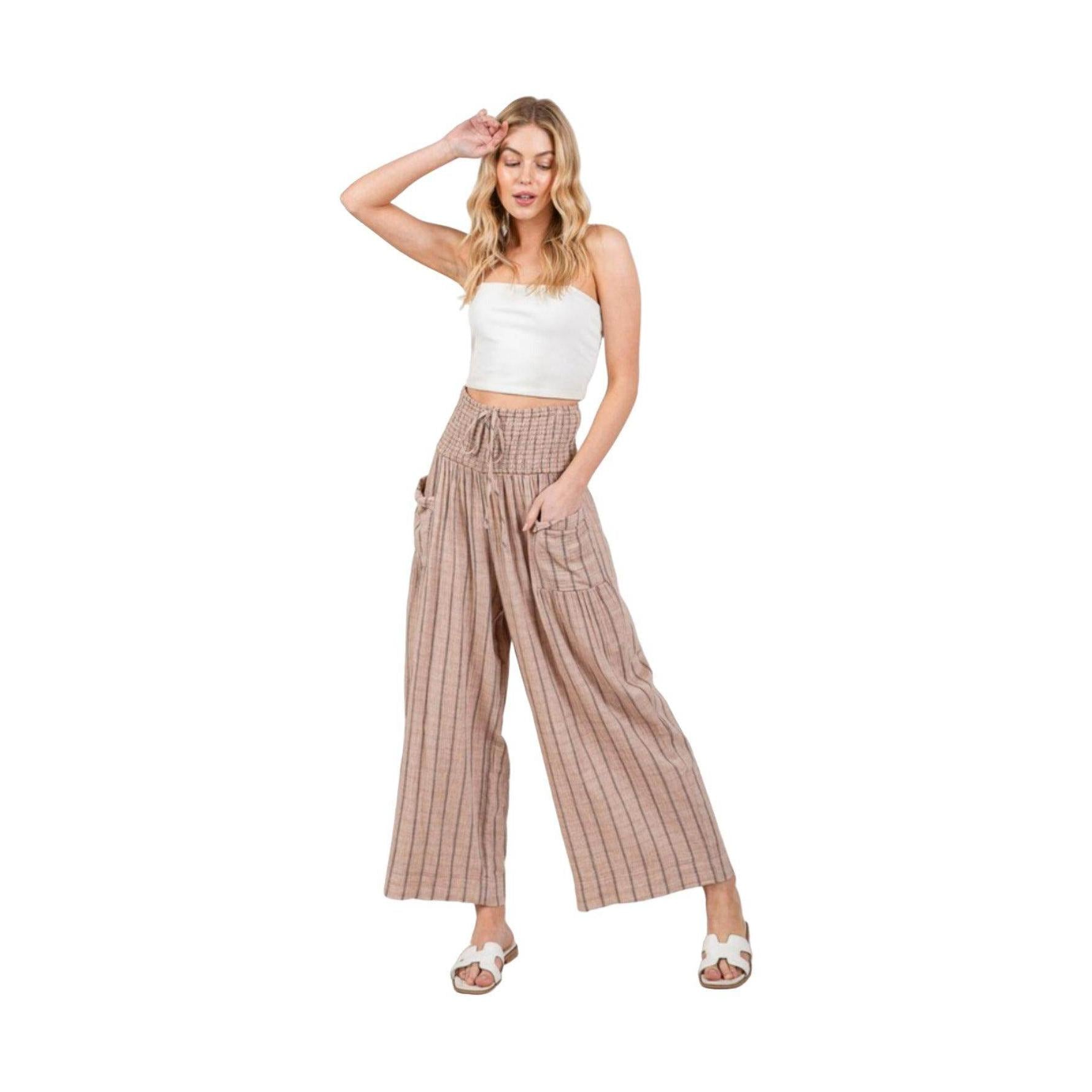 SAGE + FIG Cotton Gauze Wash Stripe Pants - VacationGrabs
