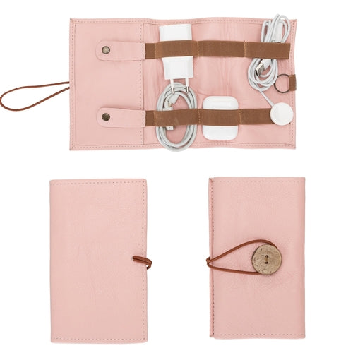 Premium Leather Cable Organizer Travel Pouch