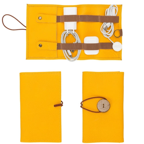 Premium Leather Cable Organizer Travel Pouch