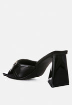 Salisbury Horsebit Buckle Triangular Block Heel Sandals