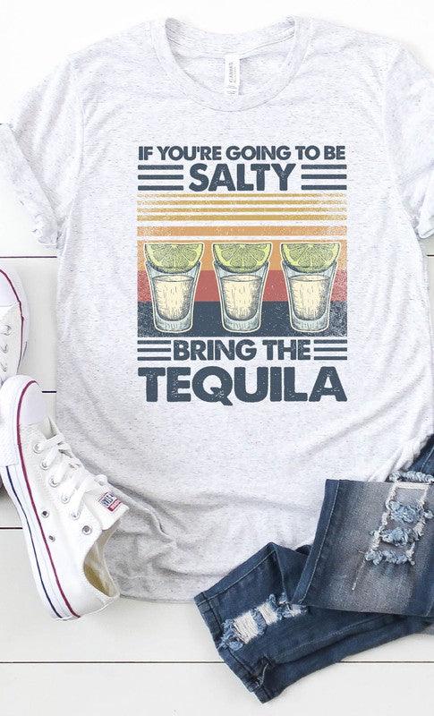 Women's Shirts Salty, Bring The Tequila Retro Graphic Tee