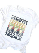 Kissed Apparel salty tequila shirt featuring a fun graphic with margaritas and vibrant colors