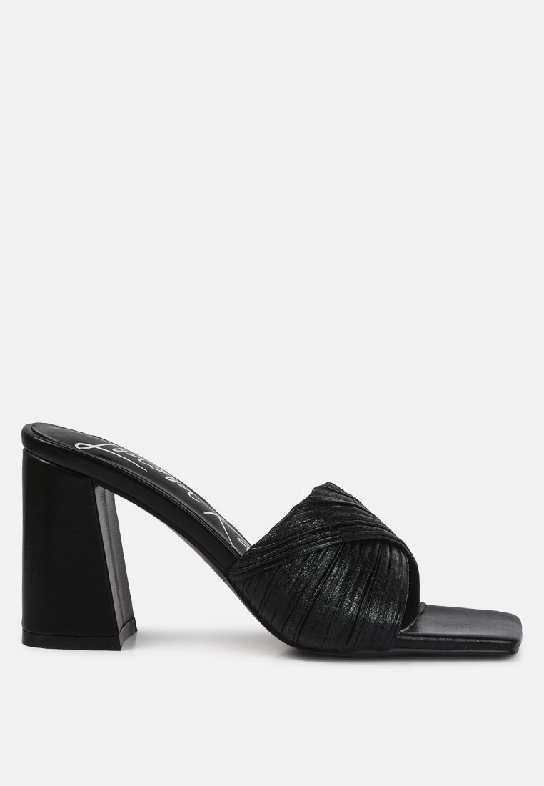 Salty You Crinkled Triangular Block Heel Sandals