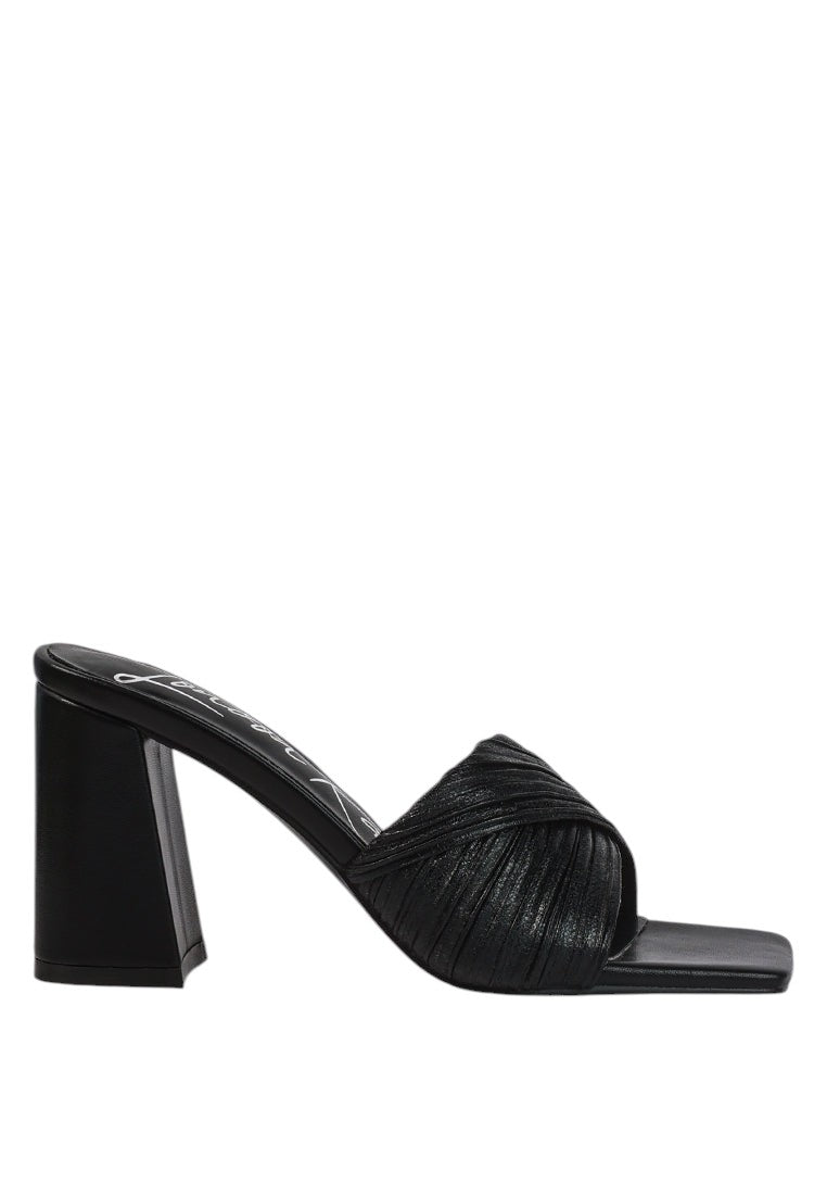 Salty You Crinkled Triangular Block Heel Sandals