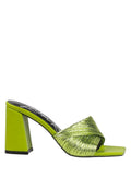 Salty You Crinkled Triangular Block Heel Sandals