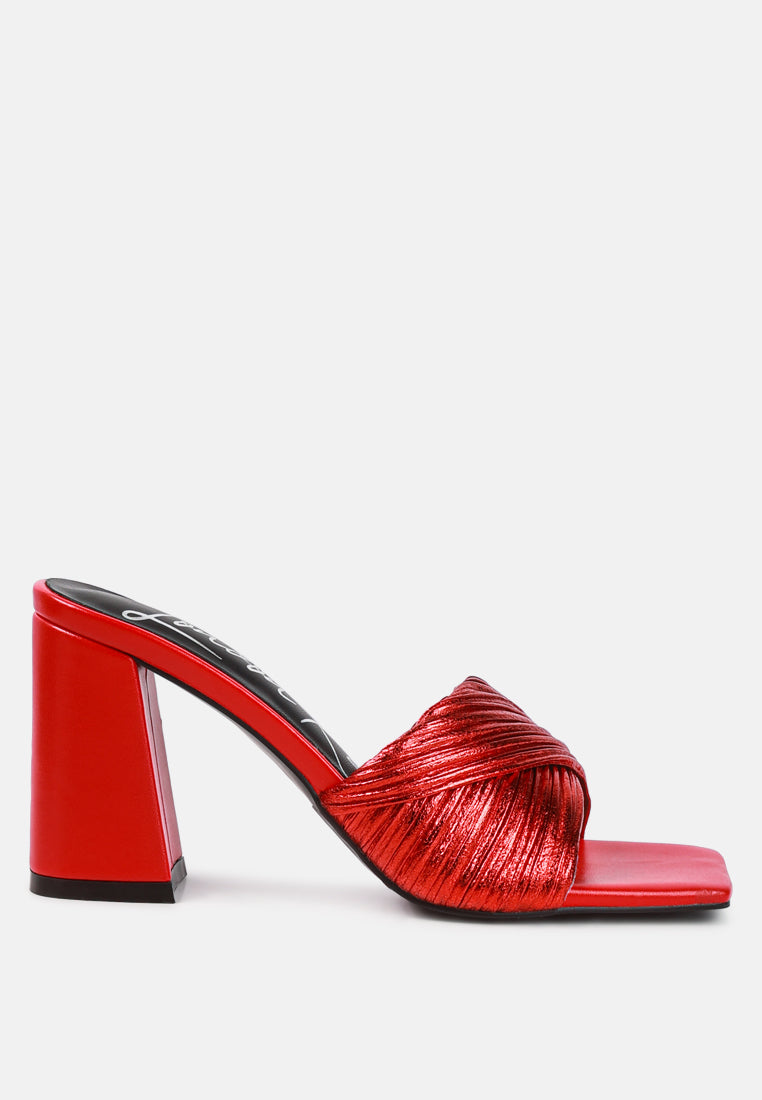 Salty You Crinkled Triangular Block Heel Sandals