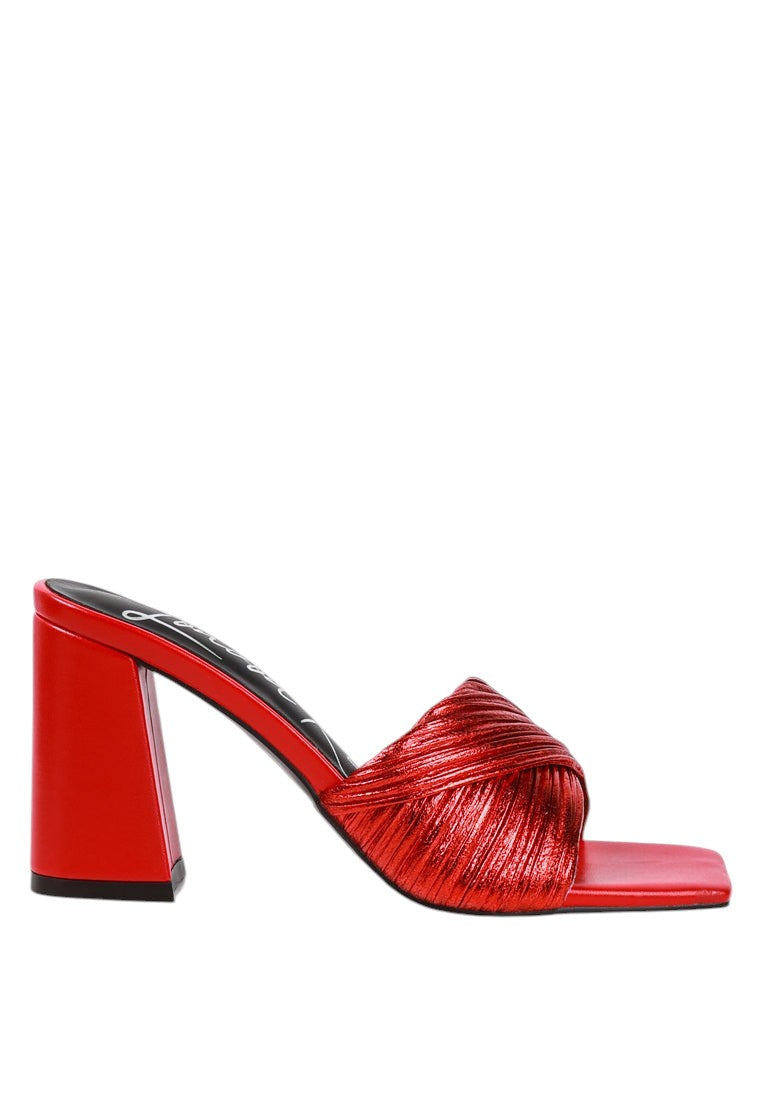 Salty You Crinkled Triangular Block Heel Sandals