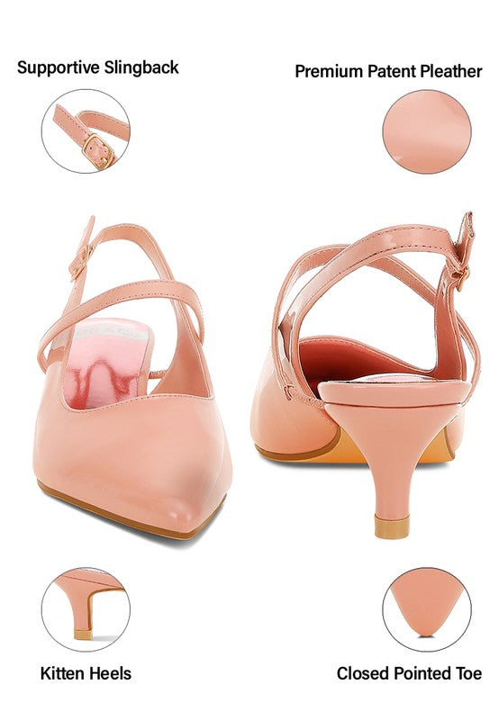 Rag Company women's kitten heel slingback sandals in soft pink, perfect for casual outings