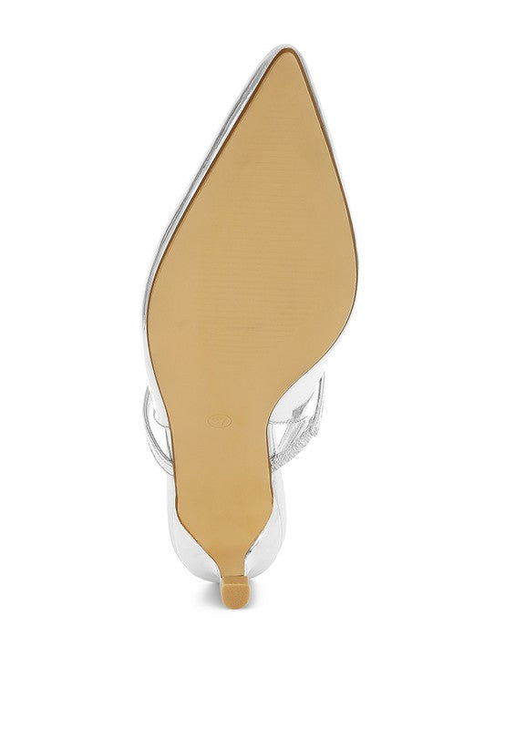 Rag Company clear kitten heel slingback sandals, chic and stylish for events