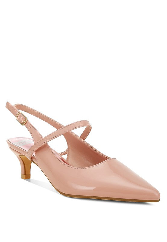 Rag Company kitten heel slingback sandals in blush, stylish for casual outings