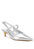 Women's silver kitten heel slingback sandals for stylish occasions
