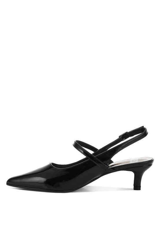 Rag Company black kitten heel slingback sandals for stylish occasions