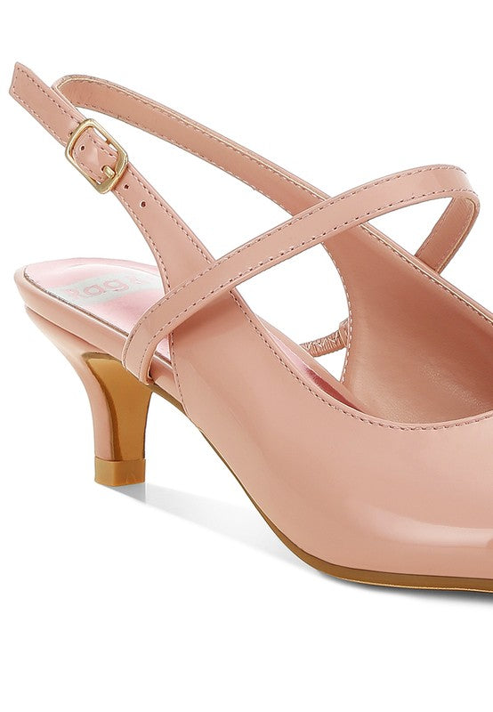 Women's nude kitten heel slingback sandals for elegant occasions