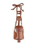 Rag Company Women's Vacation Style Sandals with Lace-Up Design and Block Heel in Brown