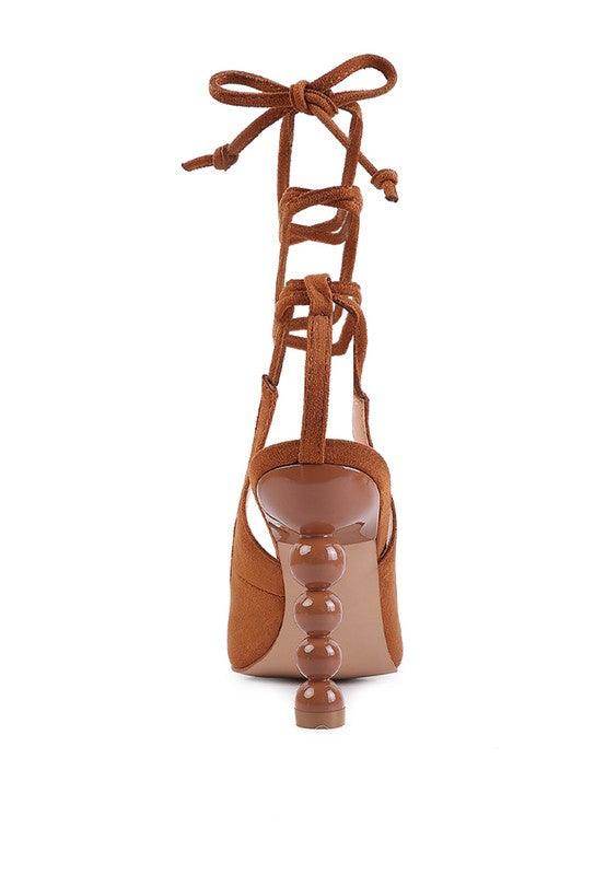 Rag Company Women's Vacation Style Sandals with Lace-Up Design and Block Heel in Brown