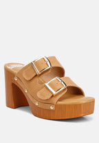 Sarai Buckle Straps High Block Heel Clogs