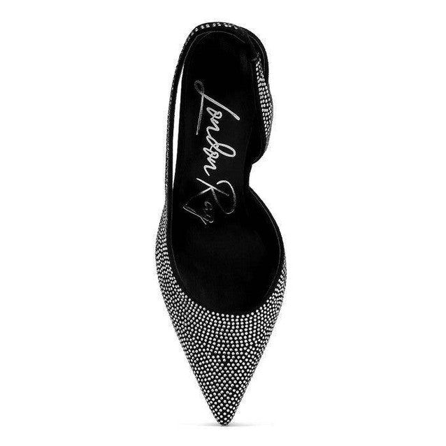 Saranna Rhinestone Embellished Suede Heel Sandals - VacationGrabs
