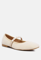 Sassie Pearl Embellished Ballerina Flats