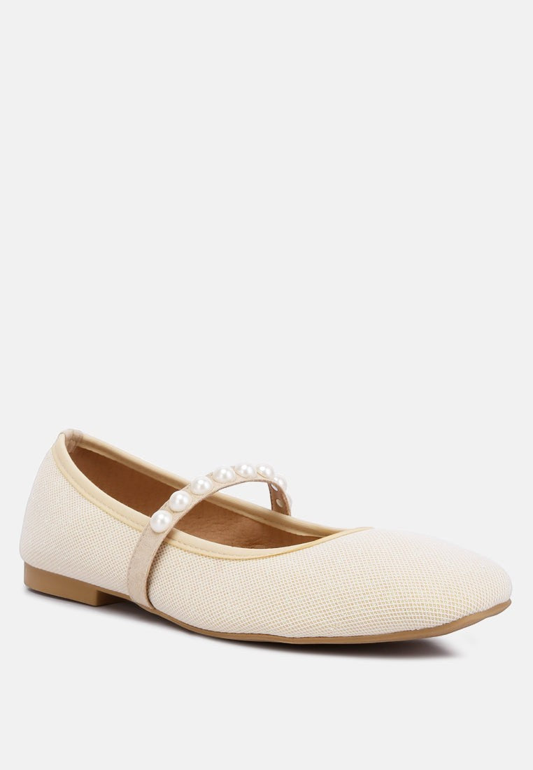 Sassie Pearl Embellished Ballerina Flats