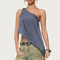 Women's navy satin camisole, stylish for casual outings