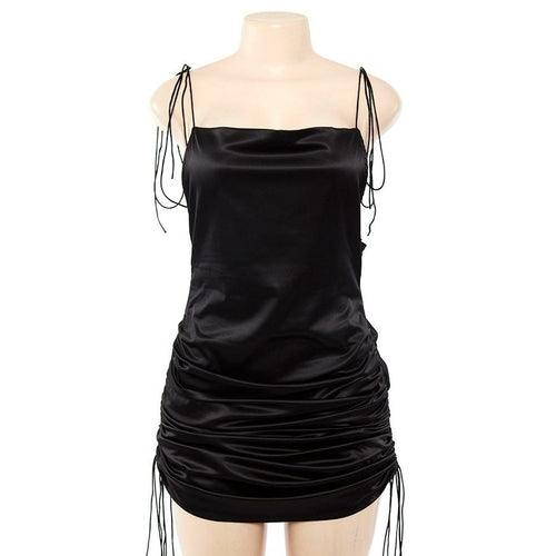 Women's Dresses Satin Cowl Neck Dress Ruched Cinched Side String