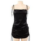 Women's Dresses Satin Cowl Neck Dress Ruched Cinched Side String