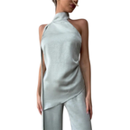 Elegant Satin Halter Top for Women’s Vacation Style