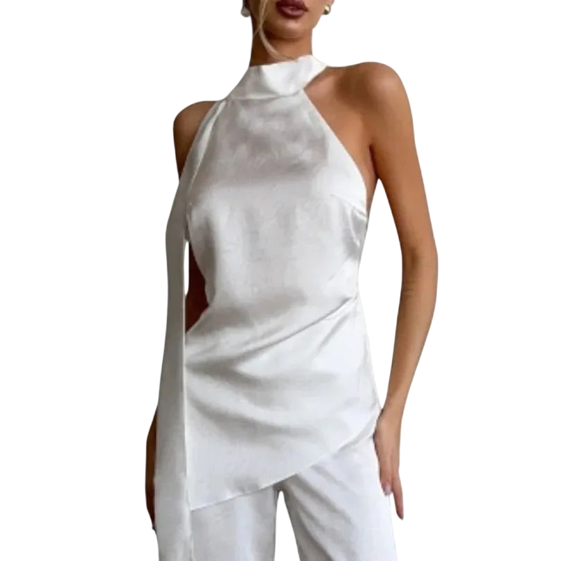 Elegant Satin Halter Top for Women’s Vacation Style