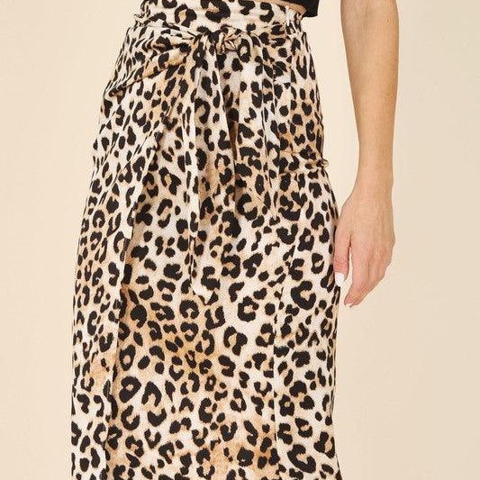 Women's Skirts Satin Leopard Tie Skirt