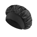 Black satin lined hair bonnet for long hair, perfect for overnight protection