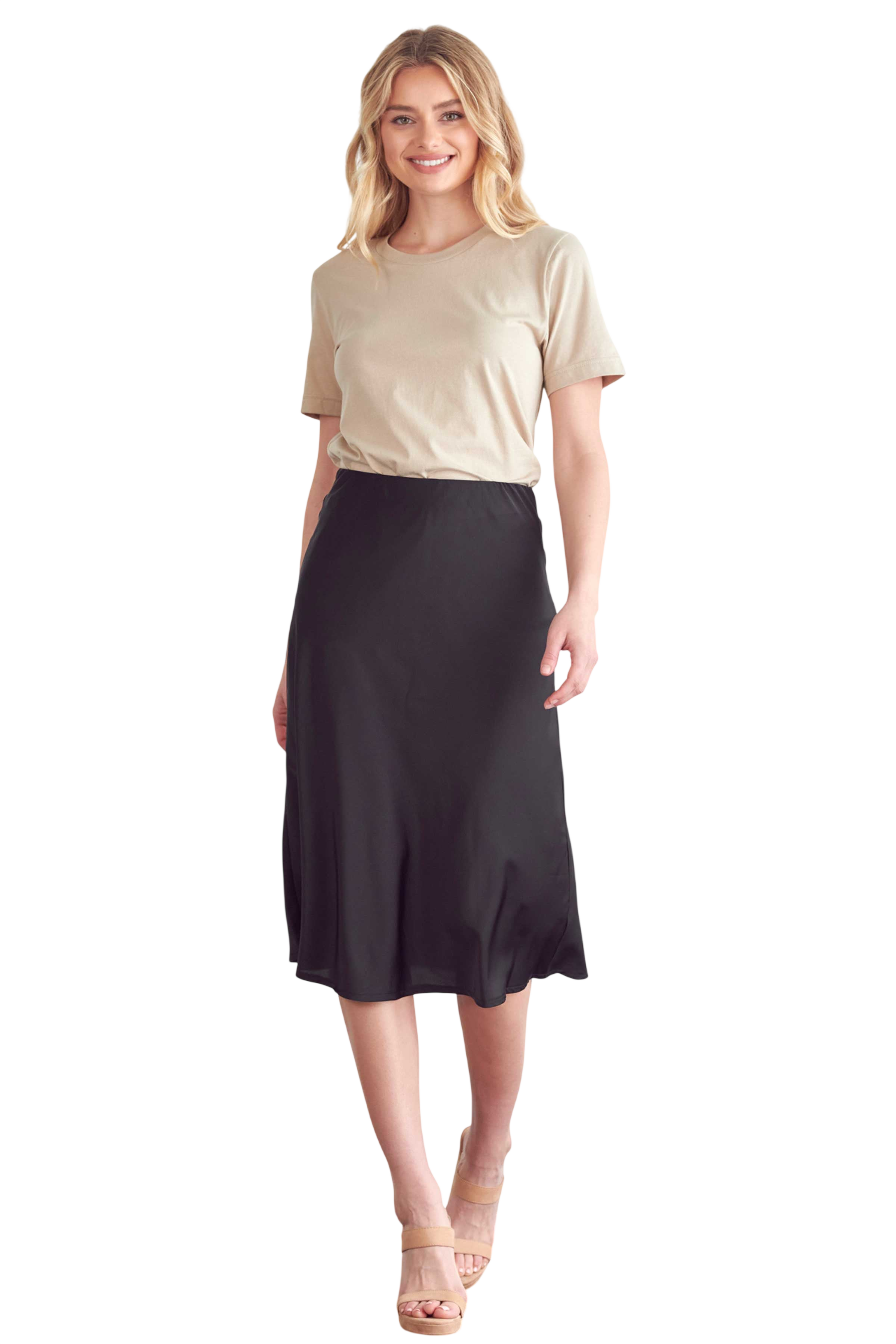 VacationGrabs Satin Midi Skirt for Women Leopard Print