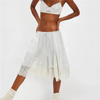 Women's white satin pajamas with lace trim for comfortable loungewear