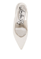 Women's satin pearl slingback sandals, elegant dress wear