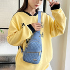 Blue quilted crossbody bag, perfect for daily use and travel, quality travel bags