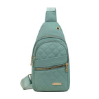 Teal quilted travel bag, durable material for quality travel bags.