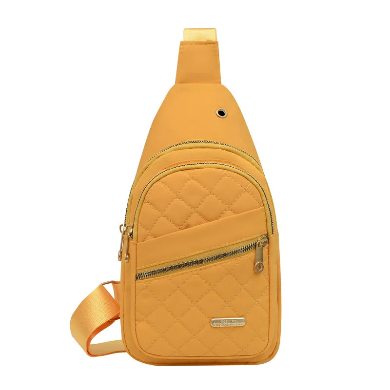 Yellow quilted crossbody sling bag, perfect for casual travel