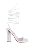 Scansta Lace Up Rhinestone Embellished Heel Sandals