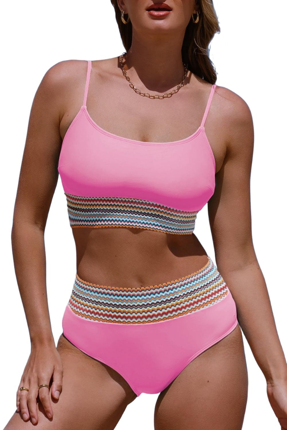 Women's Swimwear - 2PC Scoop Neck Spaghetti Strap Bikini Set