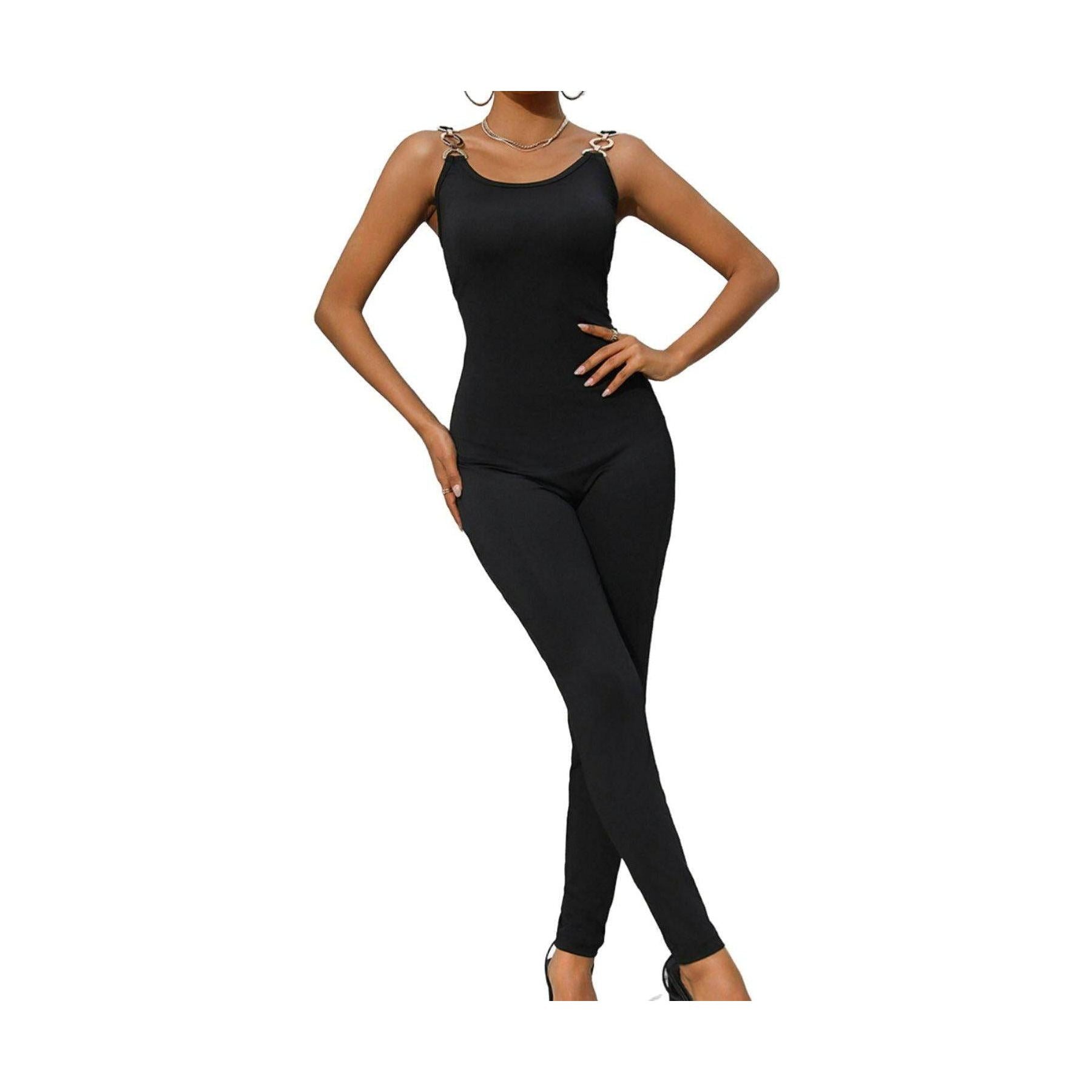 Scoop Neck Wide Strap Skinny Jumpsuit - VacationGrabs
