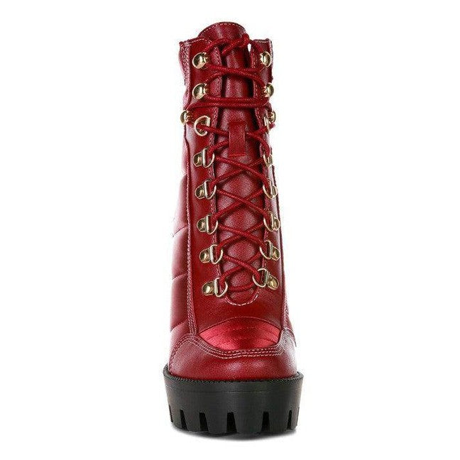 Scotch High Heel Quilted Satin Biker Boots - VacationGrabs