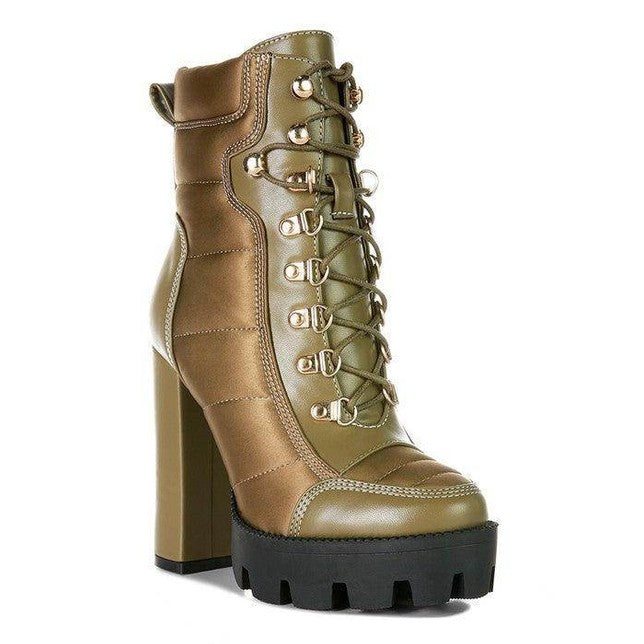 Scotch High Heel Quilted Satin Biker Boots - VacationGrabs