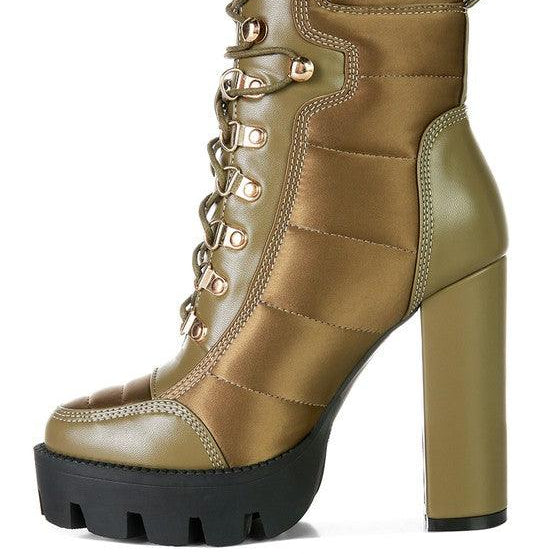Women's Shoes Scotch High Heel Quilted Satin Biker Boots