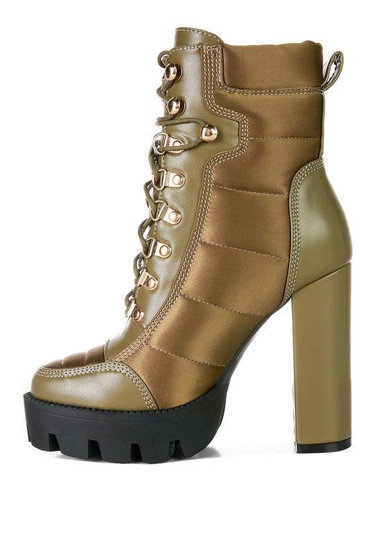 Women's Shoes Scotch High Heel Quilted Satin Biker Boots