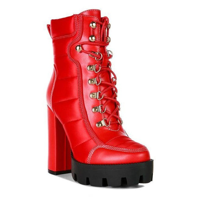 Scotch High Heel Quilted Satin Biker Boots - VacationGrabs
