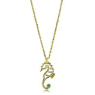 Seahorse charm necklace gold plated featuring a delicate design with a blue gemstone accent
