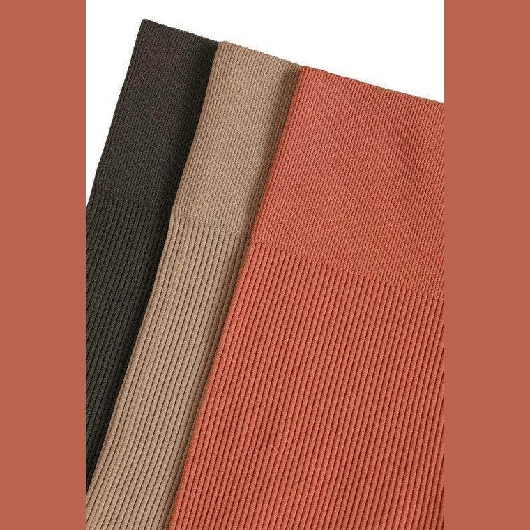 ZENANA seamless athletic shorts in three colors: brown, beige, and rust, perfect for workouts and casual wear
